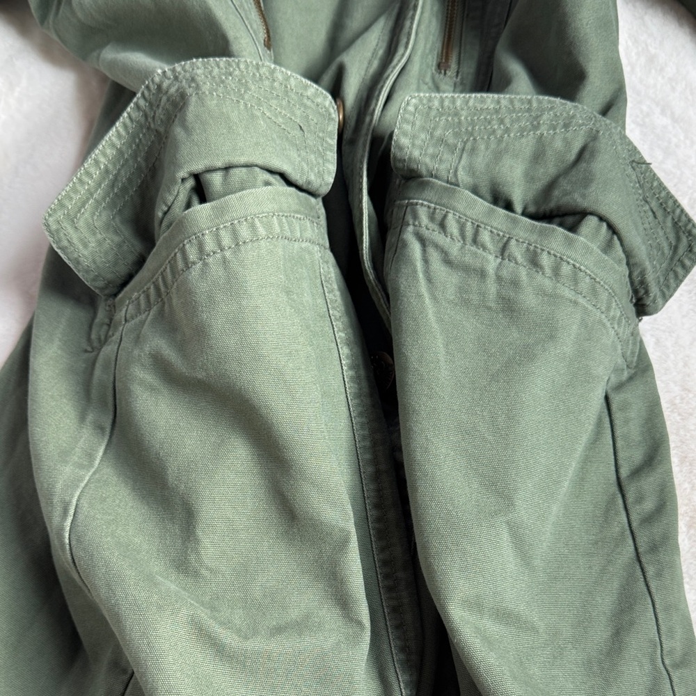 Women's Green Double-Breasted Military Style A-line Coat - Picture 10 of 14